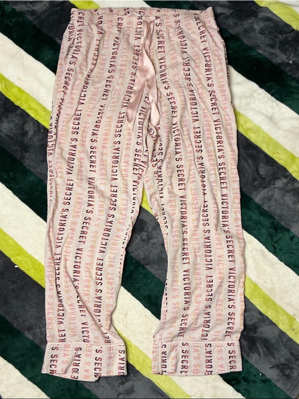 Victoria's Secret Pink Logo Stripe Pajama Pants